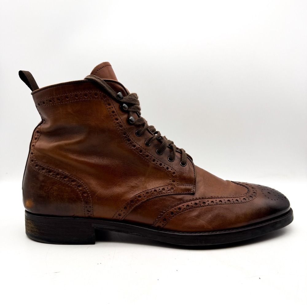 TO BOOT NEW YORK Ankle Boots Shoes Ombre Brown Wingtip Leather ITALY Size 10.5 - Picture 7 of 10